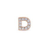 Rose Gold Finish Sterling Silver Micropave D Initial Charm With Simulated Diamonds