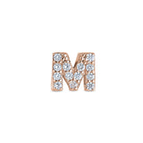 Rose Gold Finish Sterling Silver Micropave M Initial Charm With Simulated Diamonds