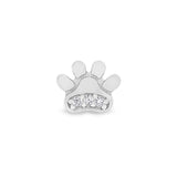 Platinum Finish Sterling Silver Paw Charm With Simulated Diamonds