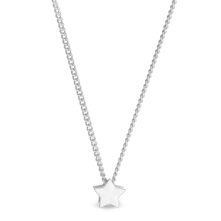Platinum Finish Sterling Silver Star Pendant On 18" Chain