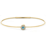 Gold Finish Finish Sterling Silver Round Simulated Blue Topaz Birth Gem Bracelet With Simulated Diamonds