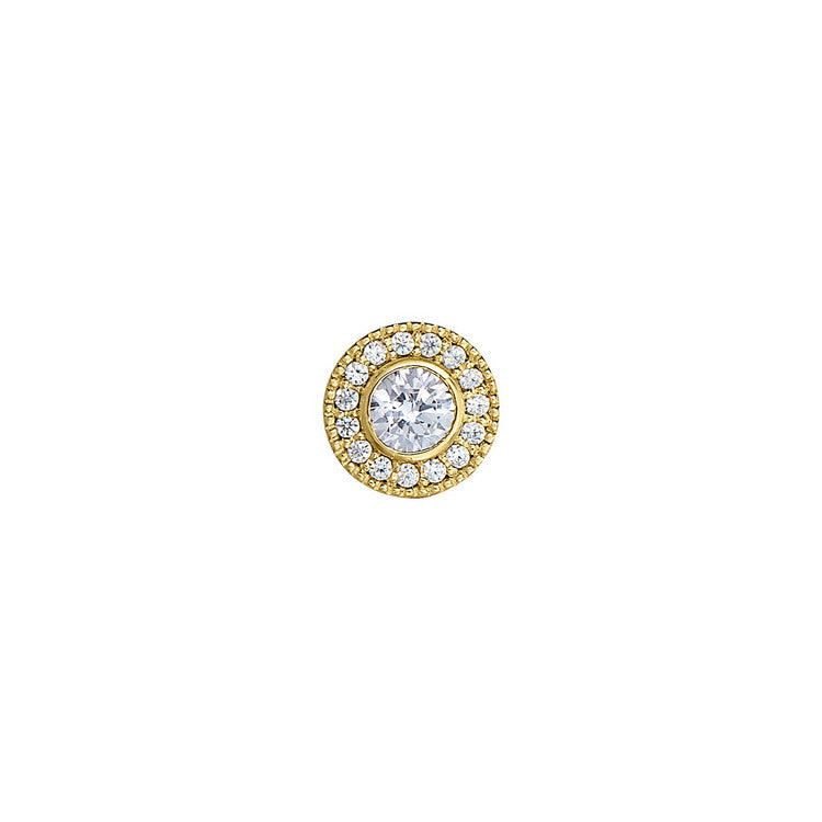 Gold Finish Finish Sterling Silver Micropave Round Simulated Light Amethyst Charm With Simulated Diamonds For Bl2300B