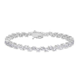Platinum Finish Sterling Silver Micropave Bracelet With Simulated Diamonds