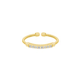 Gold Finish Sterling Silver Cable Cuff Ring With Simulated Diamond Birth Gems - April