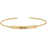 Gold Finish Sterling Silver Cable Cuff Bracelet Name Plate - Engraved