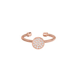 Rose Gold Finish Sterling Silver Cable Cuff One Circle Ring With Simulated Diamonds