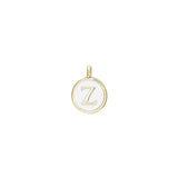 Gold Finish Sterling Silver White Enamel Initial Charm - Z