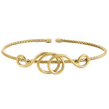 Gold Finish Sterling Silver Corean Cable Cuff Bracelet With A High Polished Central Swirl