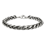 Black And Silver Stainless Steel Wheat Bracelet