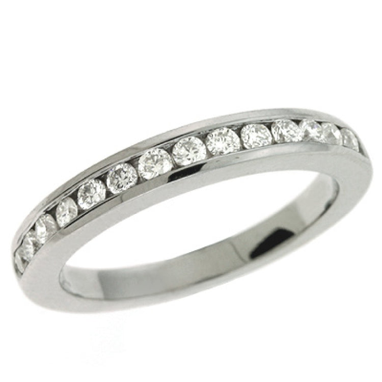 14 Kt White Gold Channel Set Round Bands