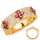 14 Kt Yellow Gold Ruby Color Rings - Precious