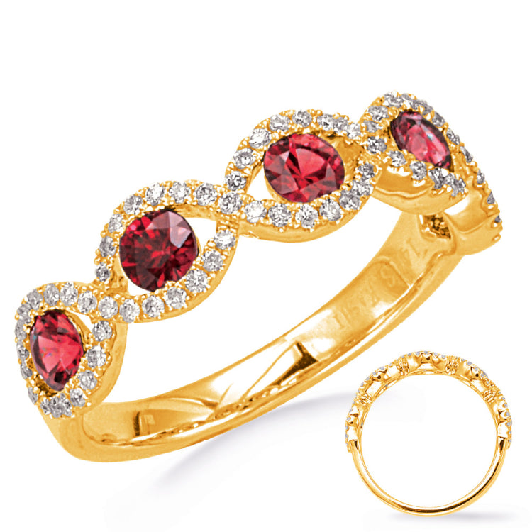14 Kt Yellow Gold Ruby Color Rings - Precious
