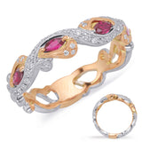 14 Kt Rose & White Gold Ruby Color Rings - Precious
