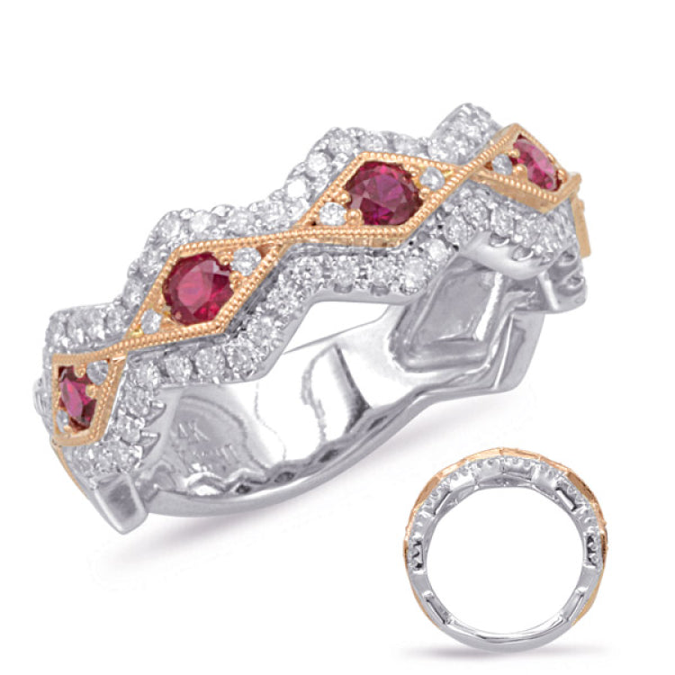 14 Kt Rose & White Gold Ruby Color Rings - Precious