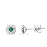 14 Kt White Gold Emerald Earrings