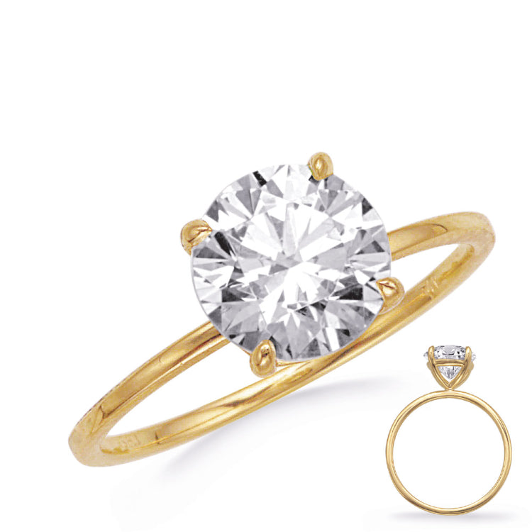 14 Kt Yellow & White Gold Solitaire Engagement Rings