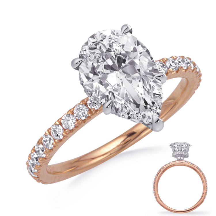 14 Kt Rose & White Gold Halo - Hidden Engagement Rings