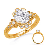 14 Kt Yellow Gold Halo Engagement Rings
