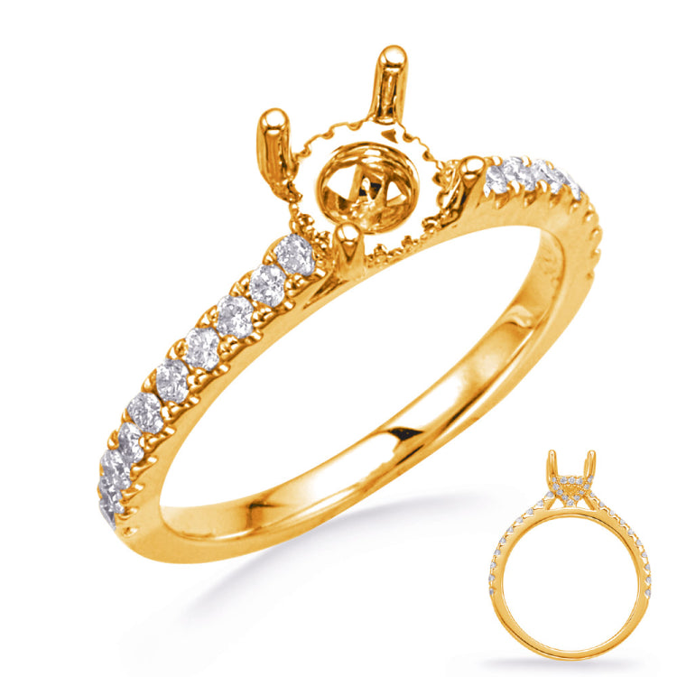 14 Kt Yellow Gold Side Stone - Prong Set Engagement Rings