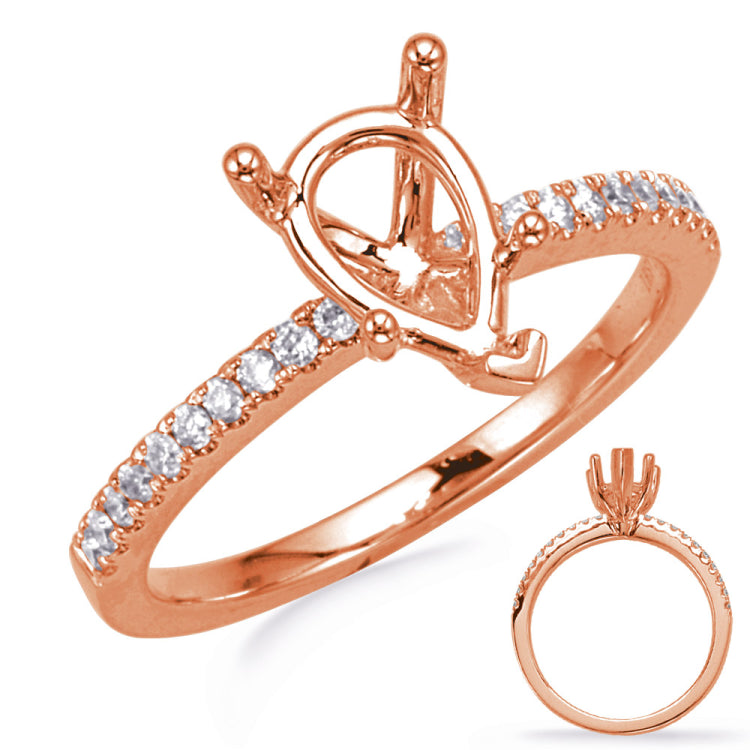 14 Kt Rose & White Gold Side Stone - Prong Set Engagement Rings