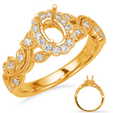 14 Kt Yellow Gold Leaf Engagement Rings