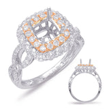 14 Kt Rose & White Gold Halo - Double Engagement Rings