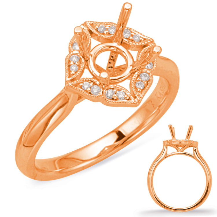 14 Kt Rose Gold Halo - Kite Engagement Rings