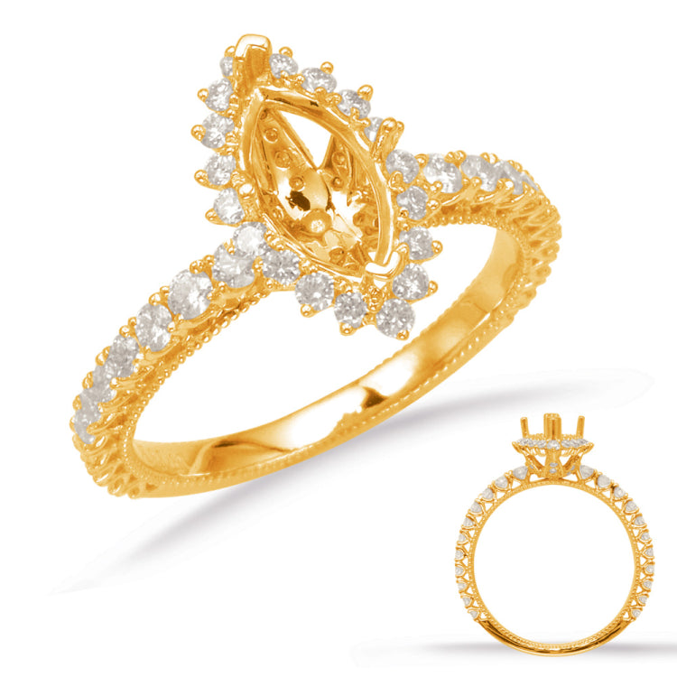 14 Kt Yellow Gold Halo - Marquise Engagement Rings