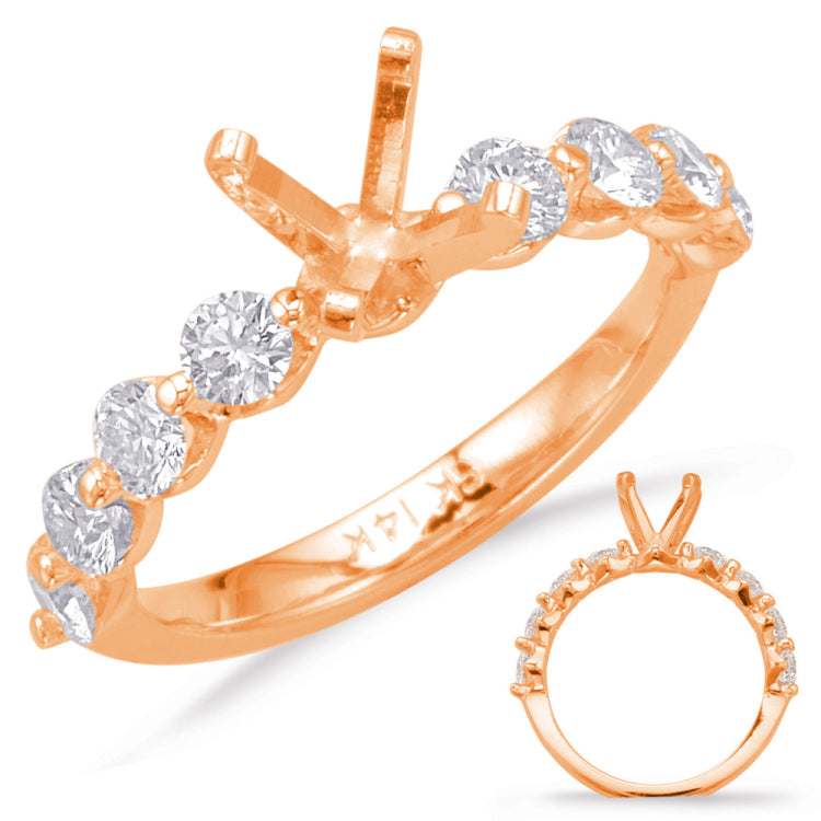 14 Kt Rose Gold Side Stone - Prong Set Engagement Rings