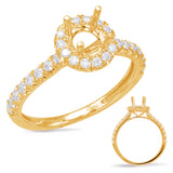 14 Kt Yellow Gold Halo - Round Engagement Rings