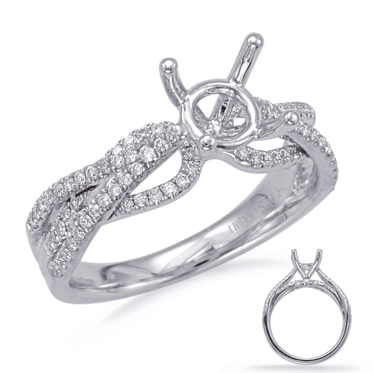 14 Kt White Gold Twisted Engagement Rings