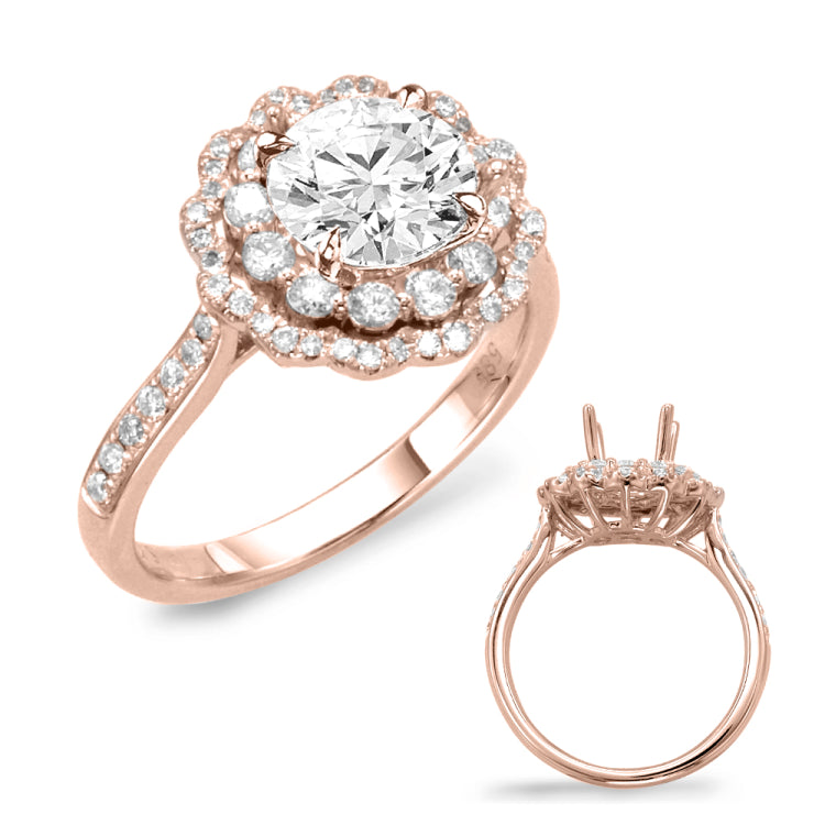 14 Kt Rose Gold Halo - Double Engagement Rings