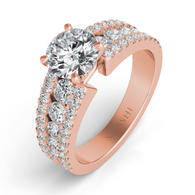 14 Kt Rose Gold Rounds Engagement Rings