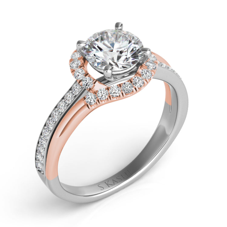 14 Kt Rose & White Gold Bypass Engagement Rings