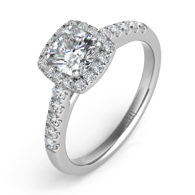 14 Kt White Gold Halo - Cushion Engagement Rings