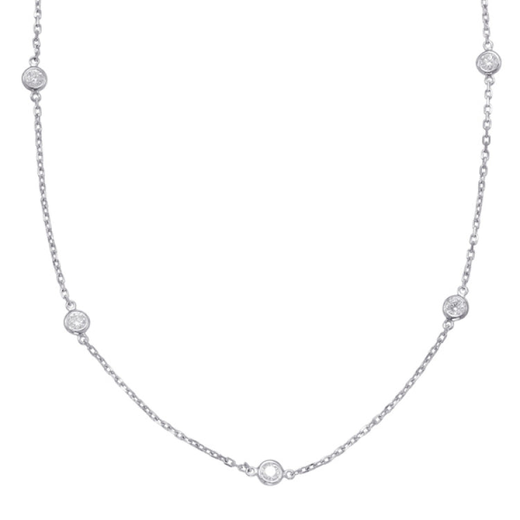 14 Kt White Gold Diamond By The Yard Necklaces