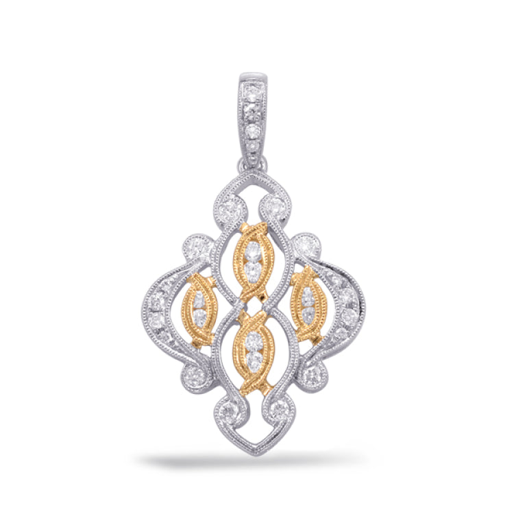 14 Kt Yellow & White Gold Fashion Diamond Pendants Pendants