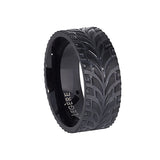 Black IP Finish Stainless Steel Feathered Band  - Size 12